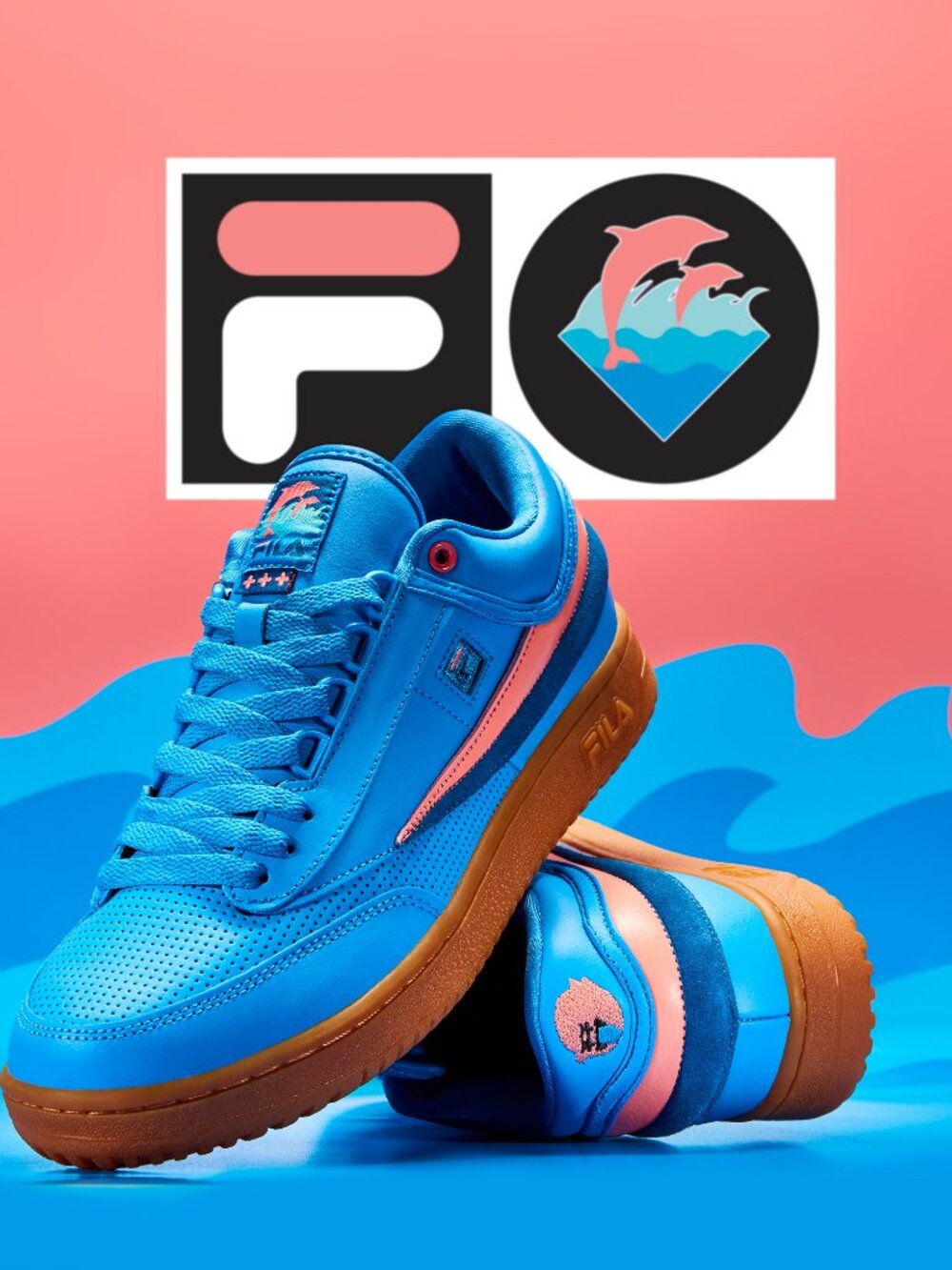 Fila Pink Dolphin T1 Mid Men’s 8 Blue/Gum Limited Edition Streetwear Classic!